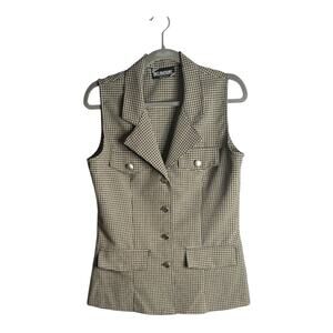 Inclinations Vintage 90’s Tan and Black Button Front Vest 10